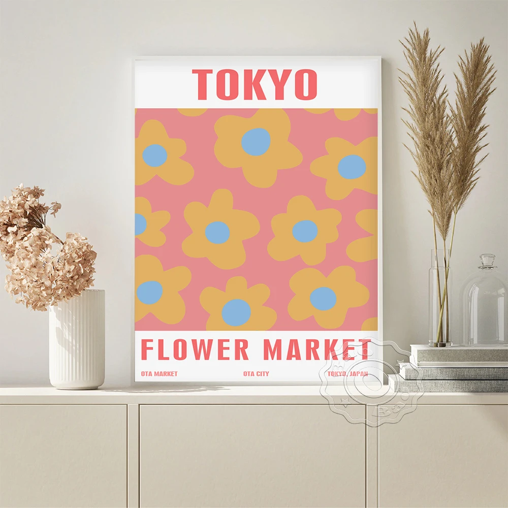 

Flower Market Tokyo Exhibition Modern Art Prints Poster Abstract Floral Canvas Painting Wall Stickers Kids Room Home Decor Gift