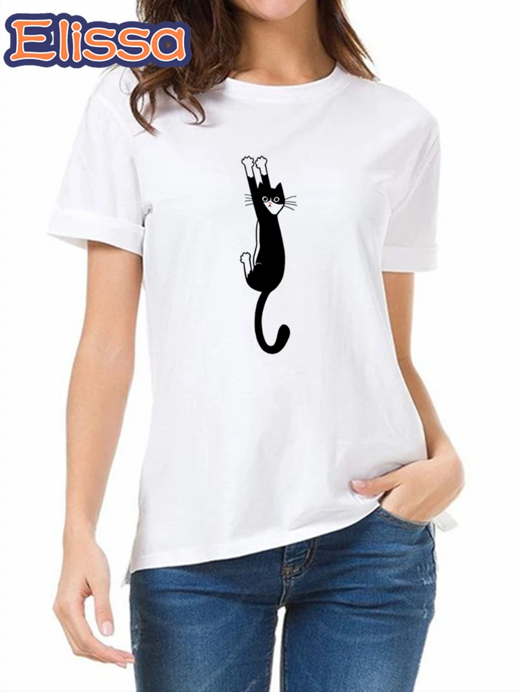 

Black Cat print Summer Women T shirt Fashion T-Shirt Fashion Female Clothing Cute Girl T Shirt Tee Tops Streetwear