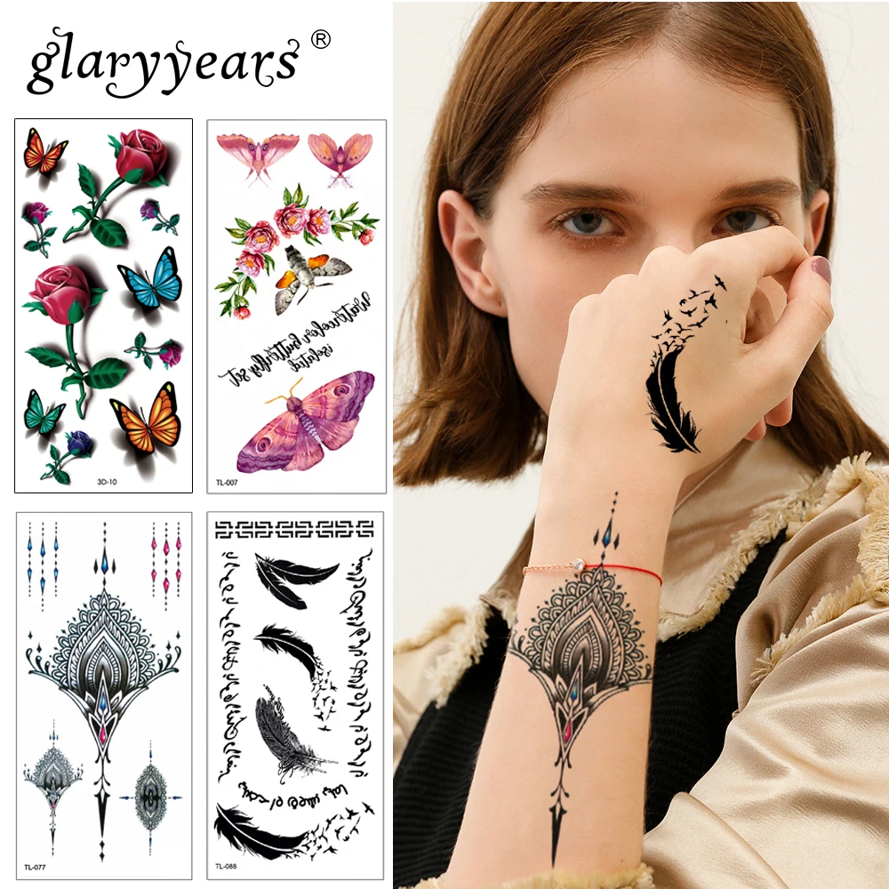 Glaryyears, 25 дизайнов, 1 лист, женское ювелирное изделие, татуировка, WST-TL, временное тело, грудь, талия, художественная татуировка, наклейка, классная Сексуальная подвеска-чокер