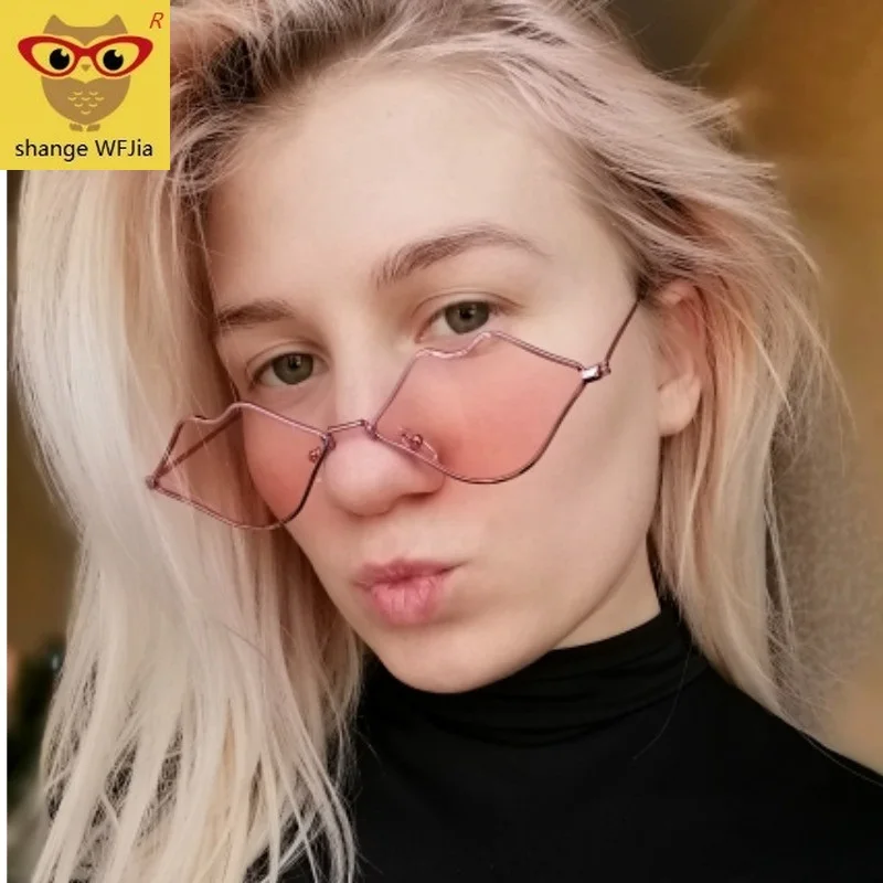 Сексуальные солнцезащитные очки с красными губами 90S Винтажные Солнцезащитные Очки Хиппи для женщин