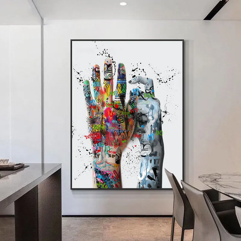 

Modern Graffiti Hand Art Abstract Posters Print Wall Art Canvas Painting and Nordoc Picture For Living Noom Home Decor