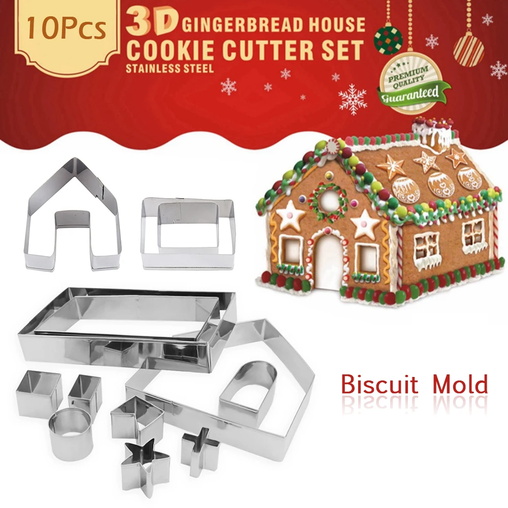 10 шт. 3D формы для печенья пряничный домик из нержавеющей стали Рождественский