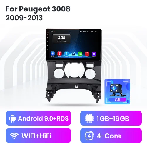WIFI 1-16GB Junsun V1 2G+ 32G Android 9,0 для peugeot 3008 2009-2013 автомобильный Радио Мультимедиа Видео плеер навигация gps 2 din dvd - Цвет: WIFI 1-16GB