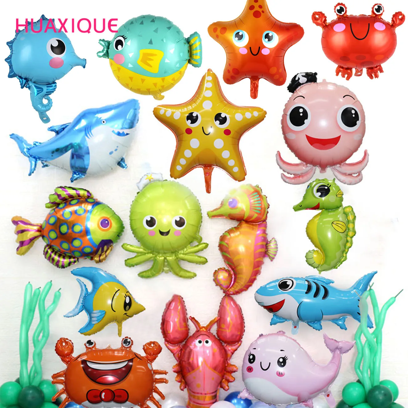 

Marine Theme Children 's Birthday Party Decoration Balloons Sea Animals Aluminum Film Balloons Cute Cartoon Balloons
