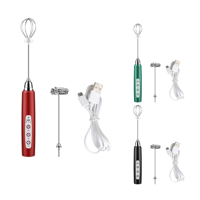 

Ручной взбиватель молока и кофе, перезаряжаемый с USB, 3 скорости, Электрический взбиватель молока, блендер, миксер для кофе, венчик для яиц