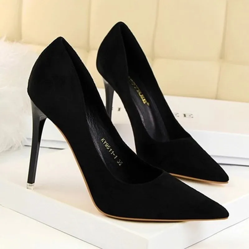 

TIMETANGShoes Woman Pumps Pointed Toe High Heels Sexy Stiletto Women Heels Office Shoes Suede Women Shoes Women Basic Pump 42 43