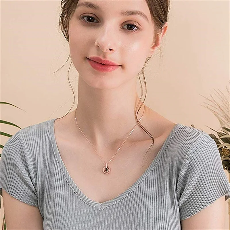 I Love You, ожерелье на 100 языках, круглая подвеска, проективное ожерелье, память о любви, 100 языков для I Love U для женщин и девушек