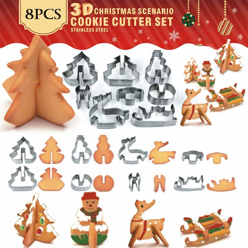 8/10/18 шт. имбирный хлеб DIY рождественское печенье резак для печенья аксессуары