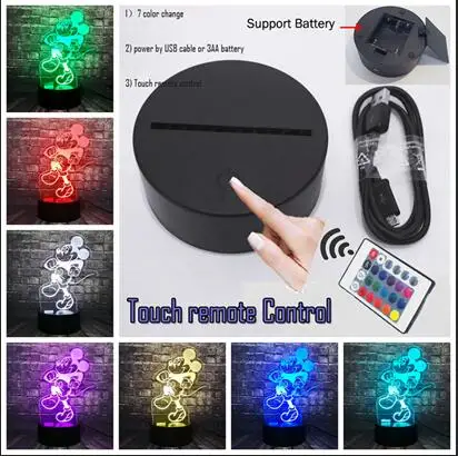Remote 7 Color Новые МЫШИ Микки Маус домашний интерьер для комнаты девушки сон Ночная Атмосфера свет трещины база RGB Изменение блеск Праздник партия поставка ребенок подарок игрушка - Испускаемый цвет: Remote 7 Color