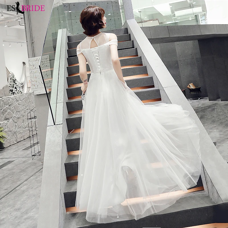 White Elegant Long Formal Dress 2019 Princess A line Cap Sleeve Dreams Evening Party Gowns Special Occasion Dresses ES2384 | Свадьбы и