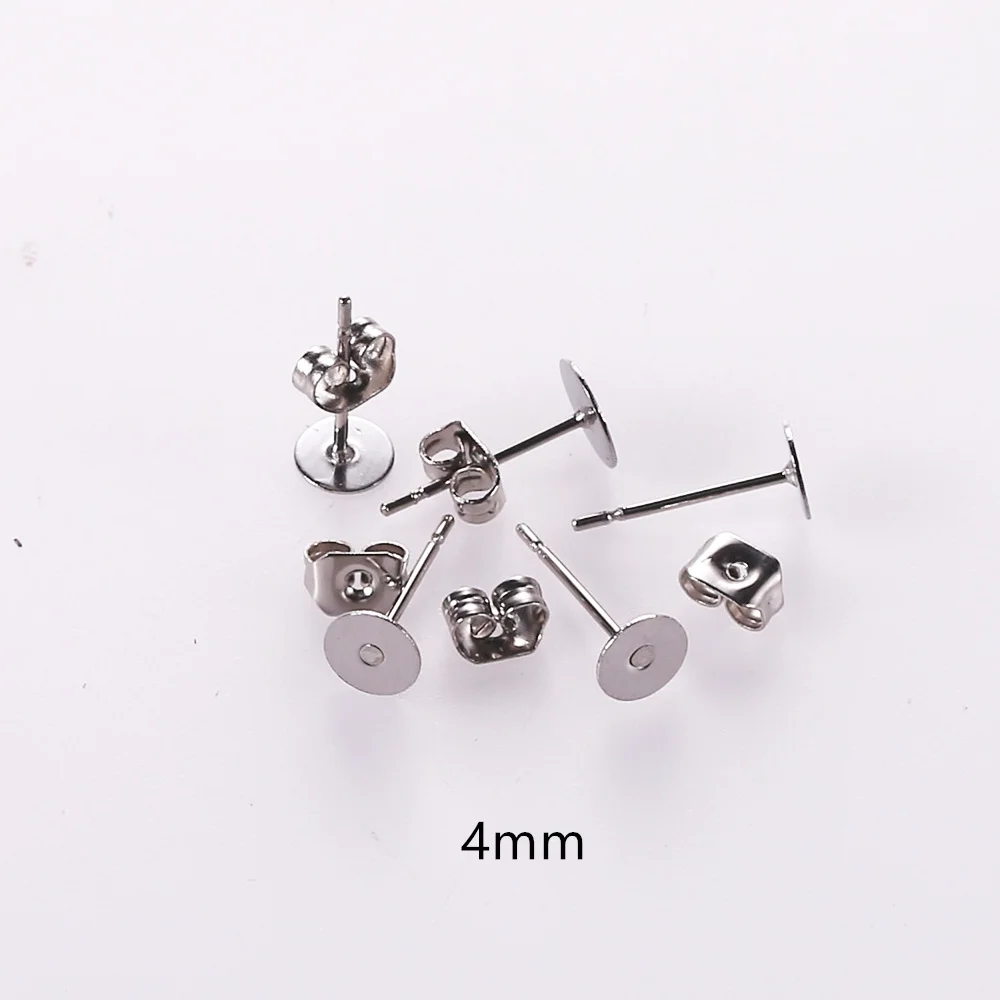 Пустые стержни для серег из нержавеющей стали 100 шт./лот 3/4/5/6/8/10/12 мм с берушами