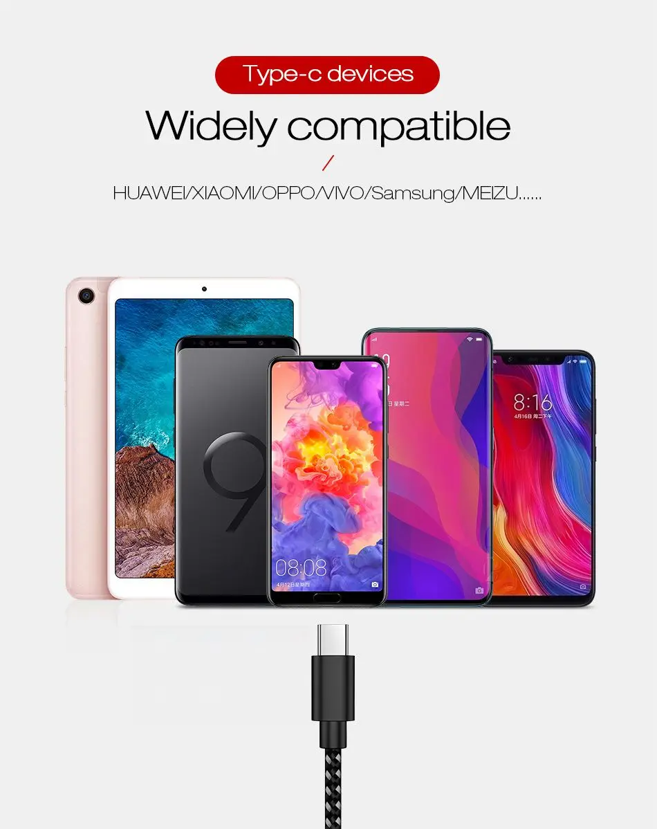 Suntaiho Тип usb C кабель для samsung S10 S9 A50 Xiaomi Redmi Note 8 Pro быстрой зарядки Тип-C Зарядное устройство мобильного телефона кабель с разъемом usb-c