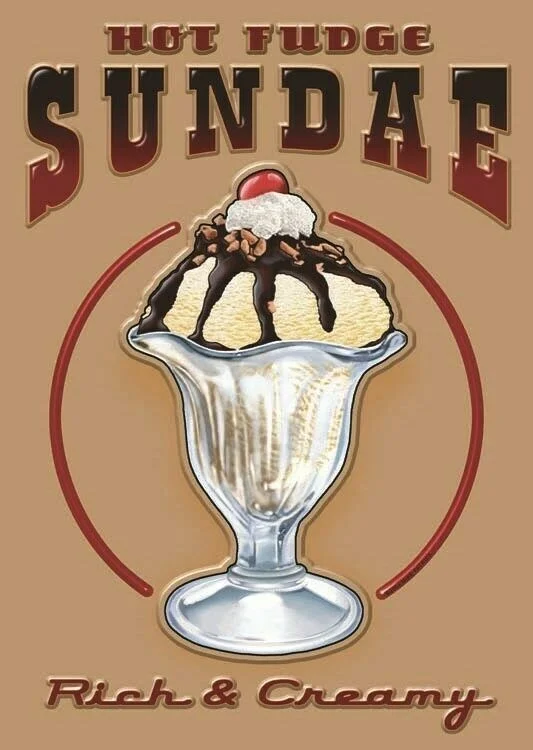

Tin Sign Hot Fudge Sundae Brown