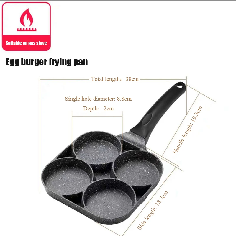 

Non Stick Frying Pan Four-Hole Omelet Pan For Eggs Ham Steak Frying Pans Non-Stick No Oil-Smoke Kitchen Cooking Bacon Pan