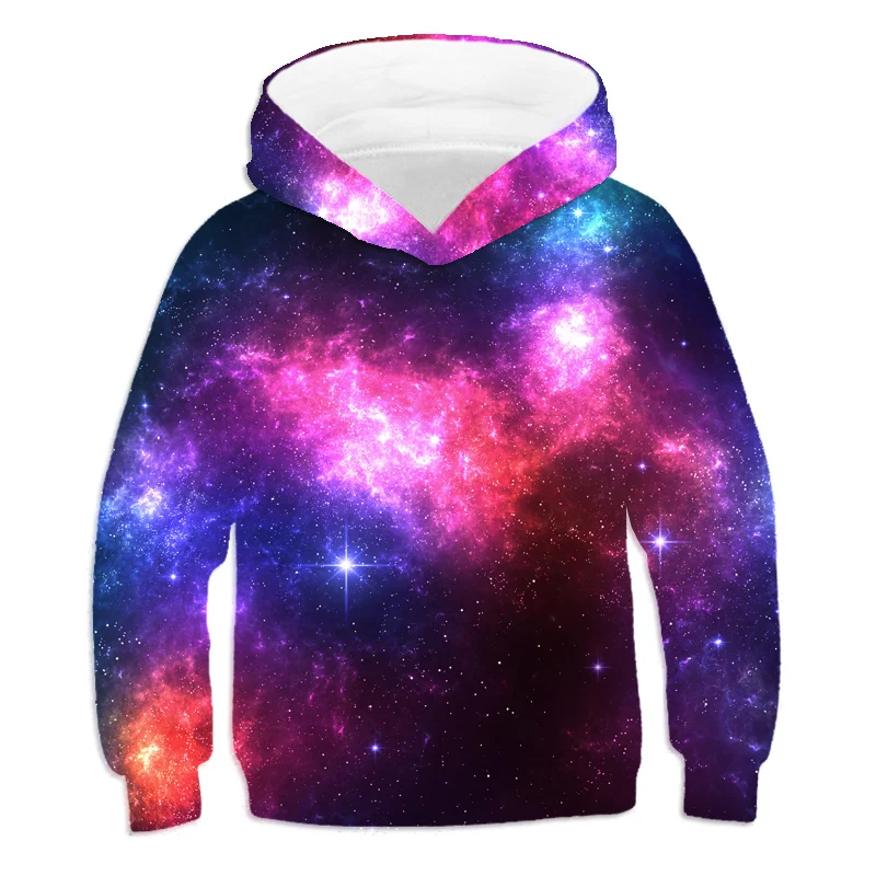 

kids fall clothes 4-14 Yrs boys and girls Milky Way Space Galaxy Hoodies thin Hooded Polyester 3d print Clothing Hoody