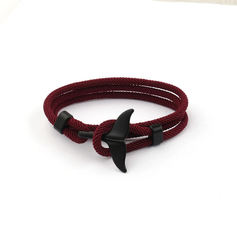 NIUYITID New Whale Tail Anchor Bracelet Women Red thread Nautical Male Men Charm Braclet Jewelry lovers' Accessories