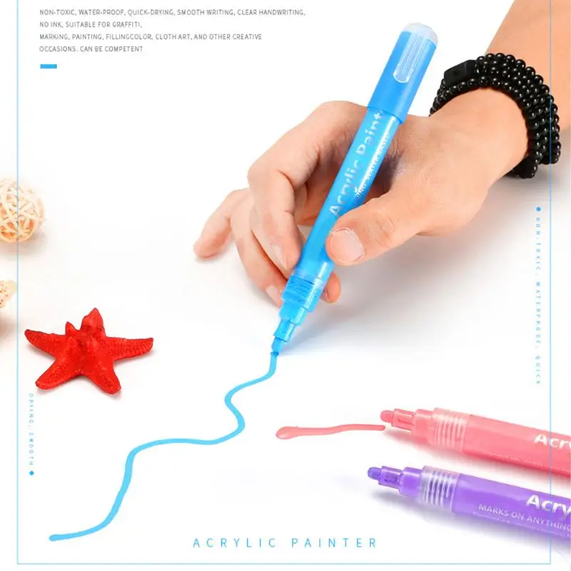 

W3JD 12 Colors Fine Tip Washable Acrylic Paint Markers for Ceramic Glass Kids Craft