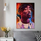 Красочный художественный постер Tupac Shakur, Постер в стиле хип-хоп, музыкальный певец, печать плакат музыкальной звезды, Настенная картина, декор для комнаты и дома