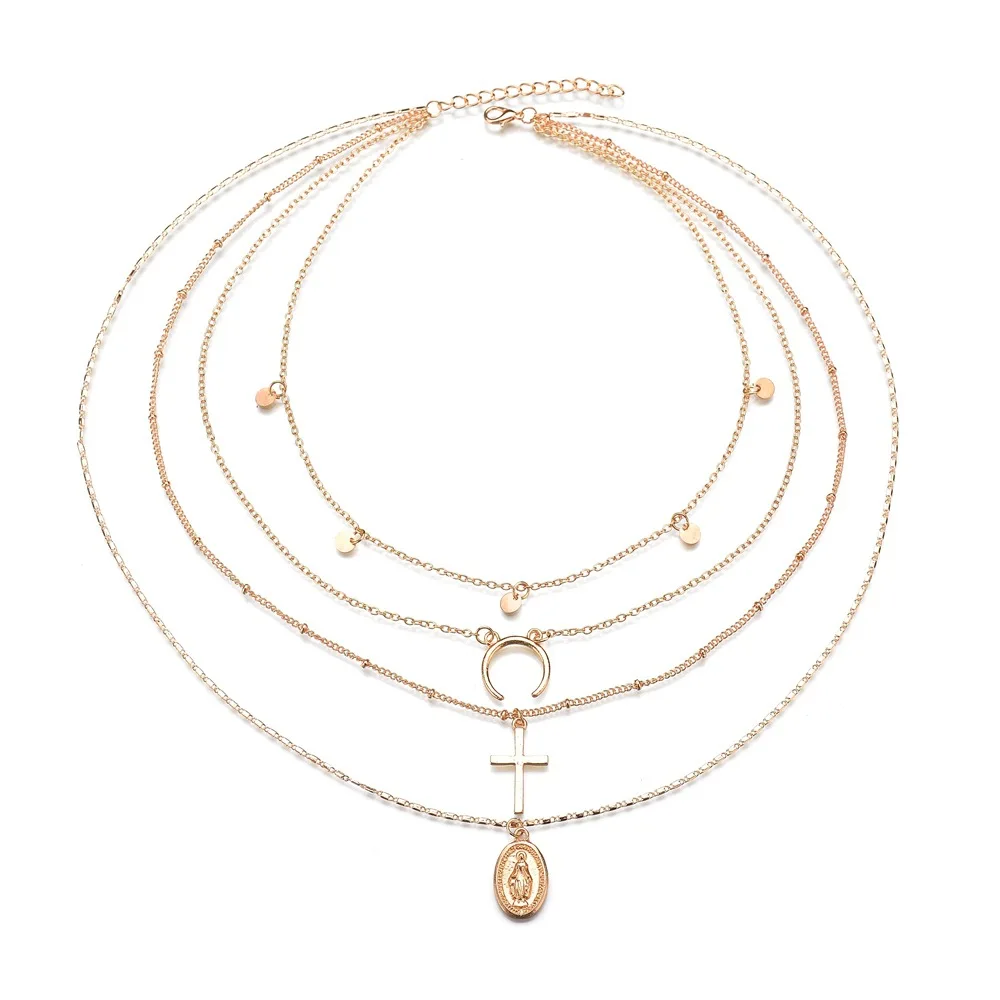 Многослойное длинное ожерелье чокер с крестом богемное Модные Этнические