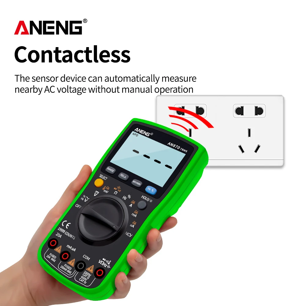 ANENG AN870 Цифровой мультиметр 19999 отсчетов Профессиональный транзистор