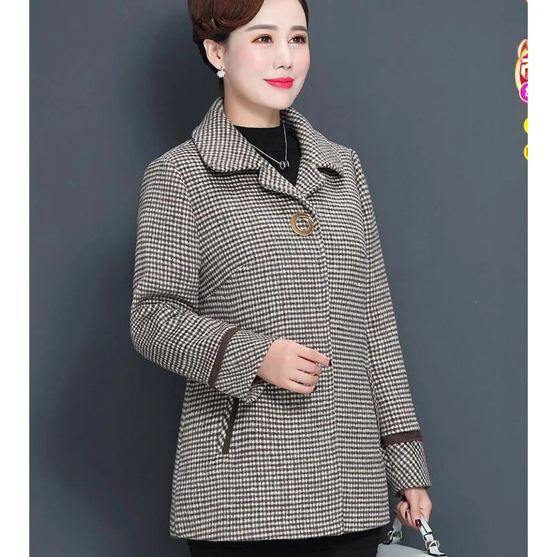 Женское шерстяное пальто модное клетчатое Новинка осени 2019 женское Короткое