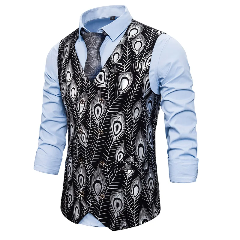 

Mens Suit Vest Steampunk Waistcoats Gold Bronzing Kiss Lip Printed Casual Formal Business Groomman For Wedding Costumes Homme