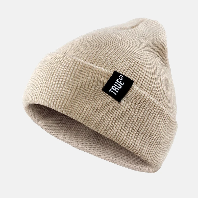 Модные вязанные шапочки Skullies, зимняя шапка с надписью True, мягкая шапка в стиле хип-хоп для мужчин и женщин, повседневные шапочки, шапка унисекс, одноцветная шапка