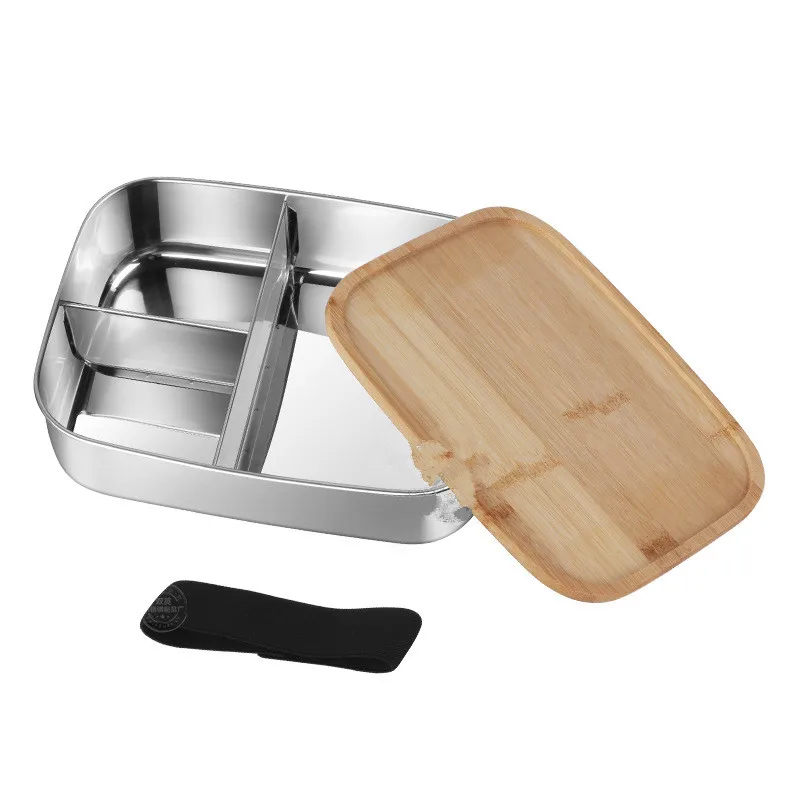 1200ML/1400ML Stainless Steel Lunch Box Adults Bento Food Container 3 compartments for Kids With Bamboo lid 304 Large Capacity |