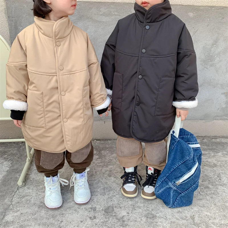 

Girls Baby's Kids Coat Jacket Outwear 2021 New Plus Thicken Spring Autumn Cotton Buttons School Outfits Fleece Teenage Children'