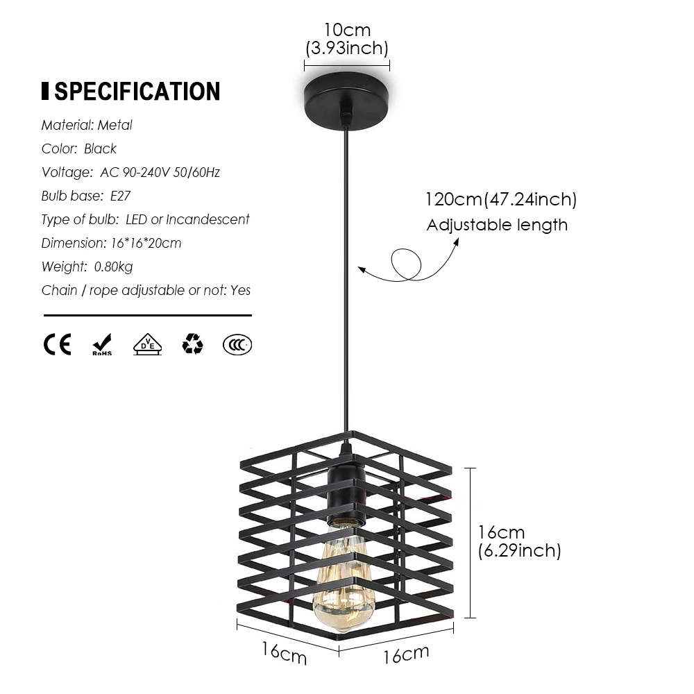 Железная клетка подвесной светильник Современная Подвесная лампа металлическая