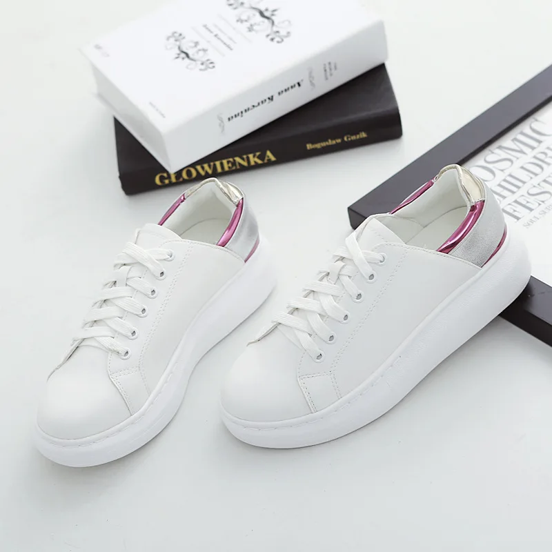 COWCOM [One generation] Белая обувь из микрофибры с резиновой подошвой на толстой подошве и