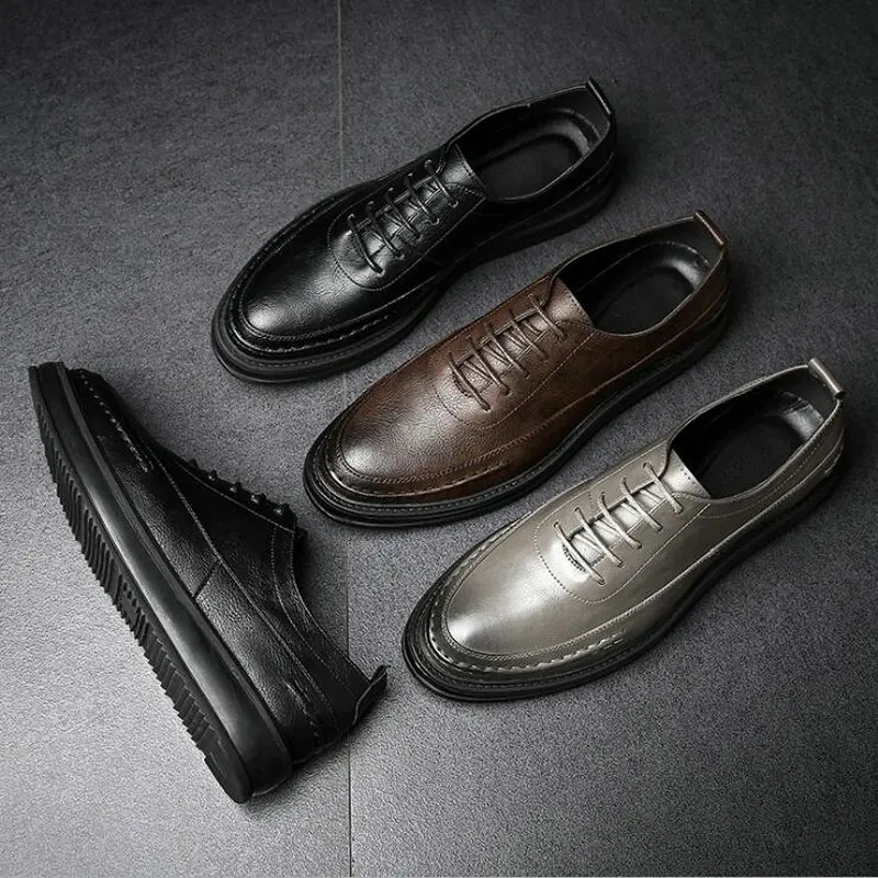 Мужские деловые кожаные туфли черные коричневые в итальянском стиле для костюма