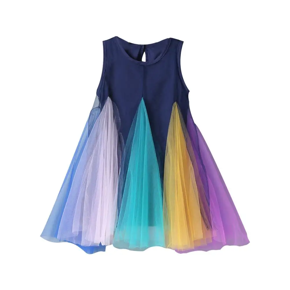 

kids baby girls dress summer clothes girls sleeveless rainbow net yarn dress child princess garment fashion girl dress casual