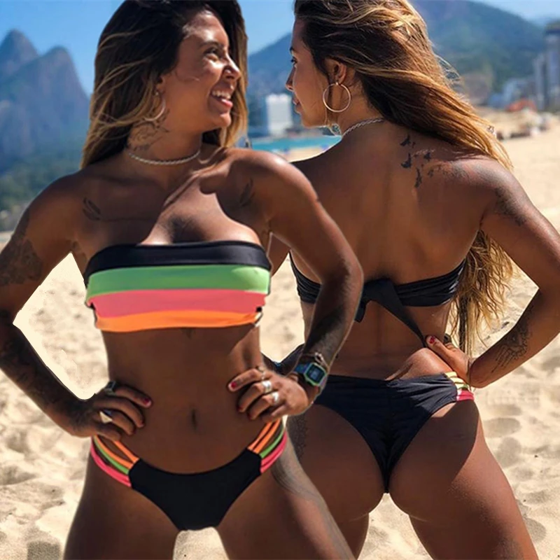 

Striped Bikini Triangle Swimsuit Push Up Bandeau Sexy Bikini Women 2020 Brazilian Bikini Set Micro Swimwear Women Bathing Suit