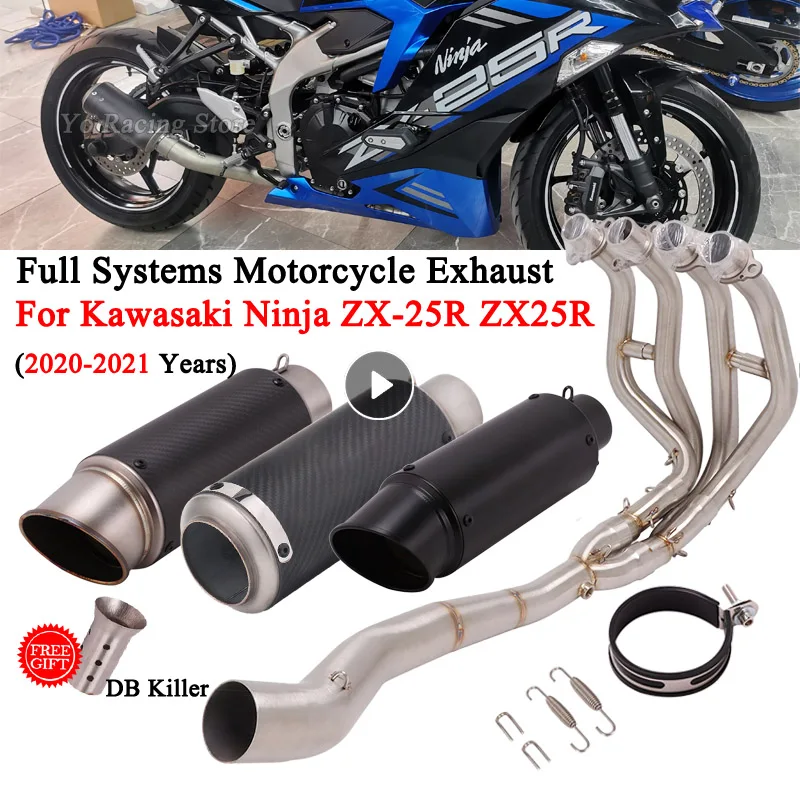 Slip On For Kawasaki Ninja ZX25R ZX-25R 20 - 21 Full System Motorcycle Exhaust Escape Modified Front Mid Link Pipe Moto Muffler