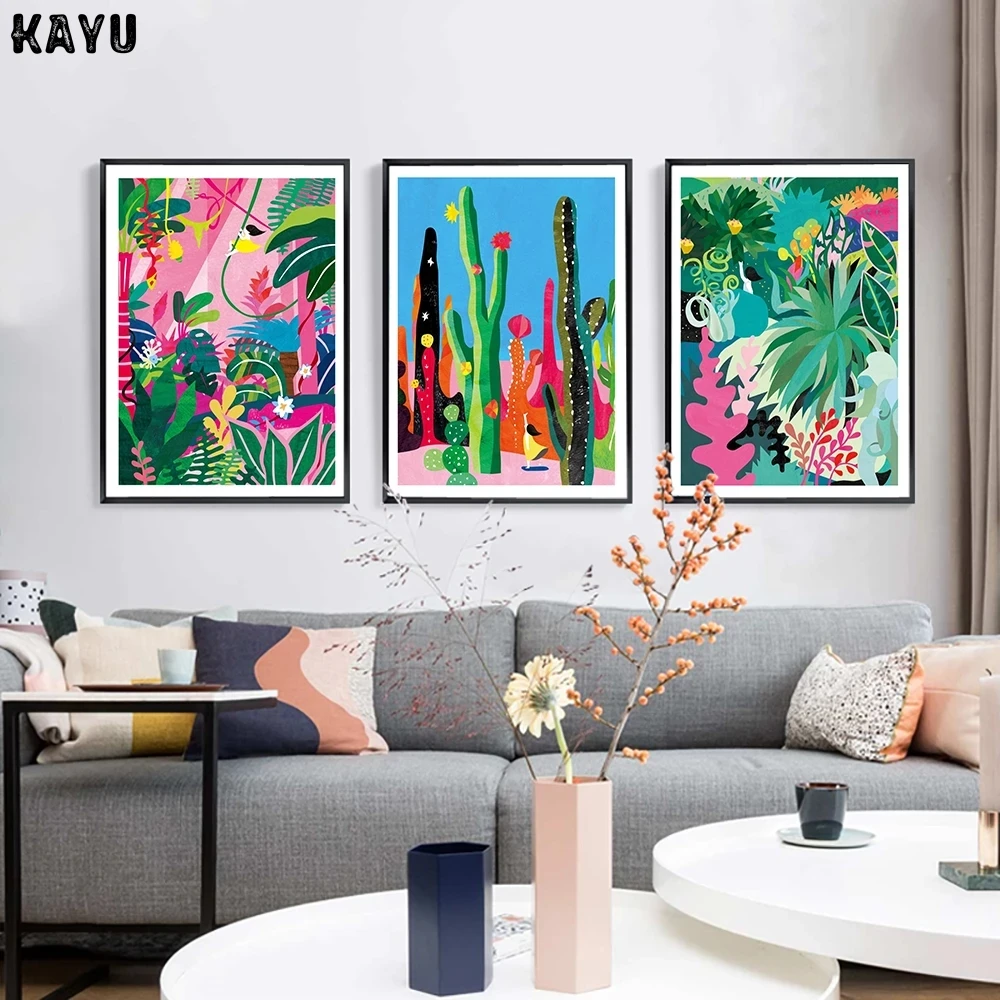 Настенная Картина на холсте с изображением ботанического сада кактуса джунглей