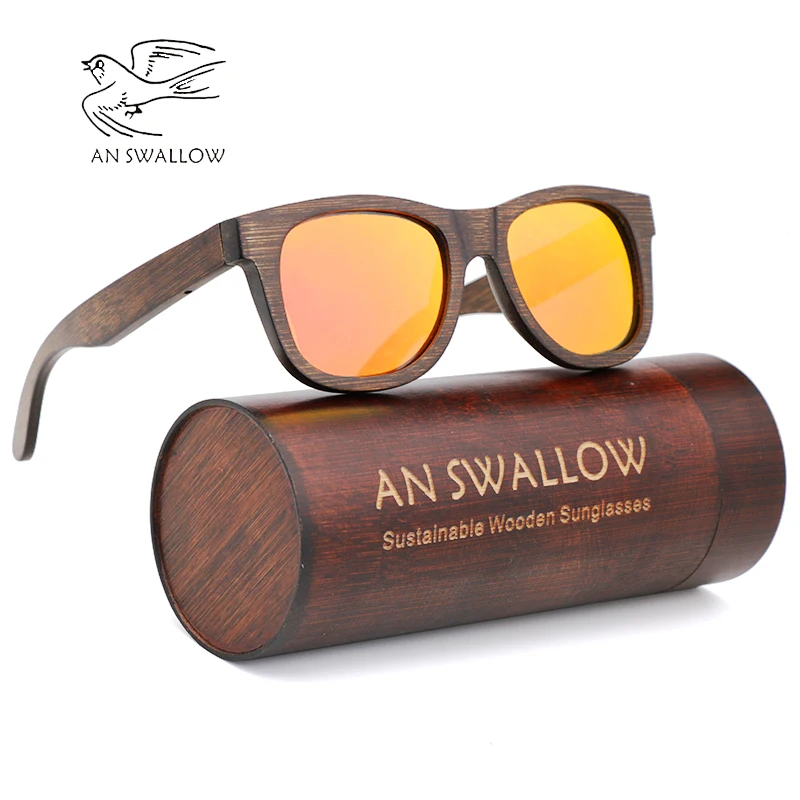 

Мужские поляризационные бамбуковые коричневые зеркальные солнцезащитные очки Miss брендовый дизайн Hyun цвета ручной работы