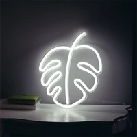 led neon white leaf wall sign for cool light wall art bedroom decorations home accessories party holiday decor light up signs