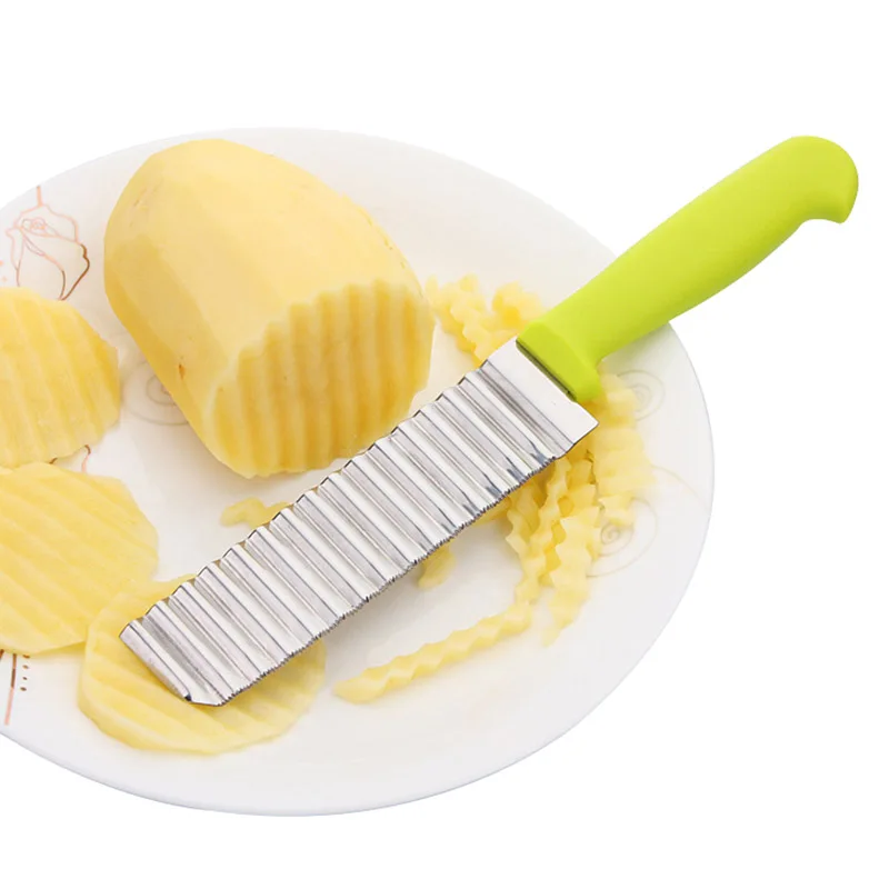 

1PCS/hot Stainless Steel Potato Chips Wavy Cutter Dough Vegetable Crinkle Slicer Knife Corrugated Knife Kitchen Accessories