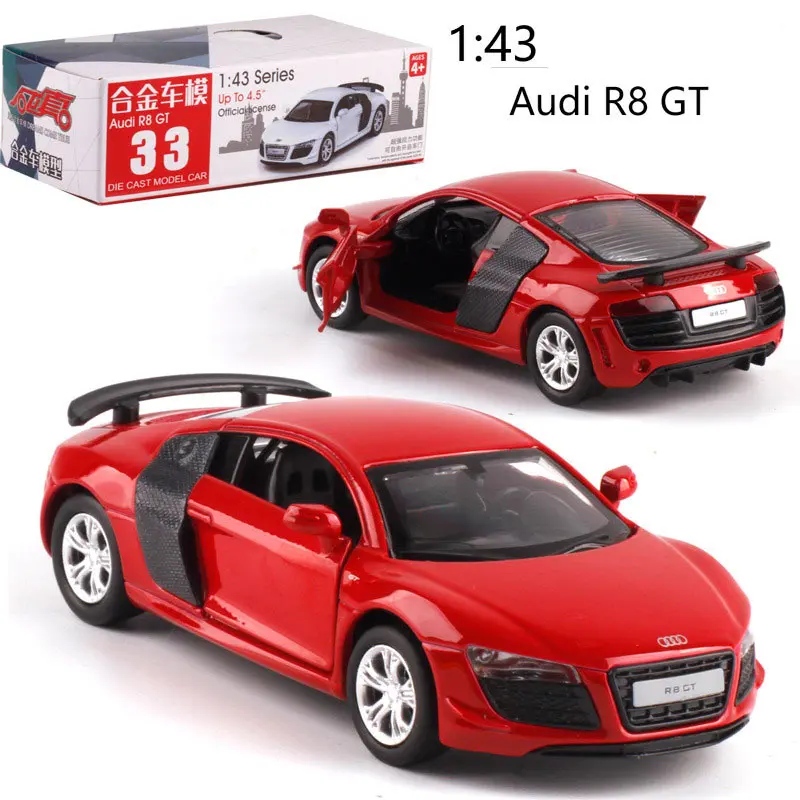1:38 Audi R8 модель автомобиля из сплава с откидной крышкой литая металлическая