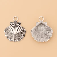 20pcslot tibetan silver scallop seashell charms pendants for necklace jewelry making accessories