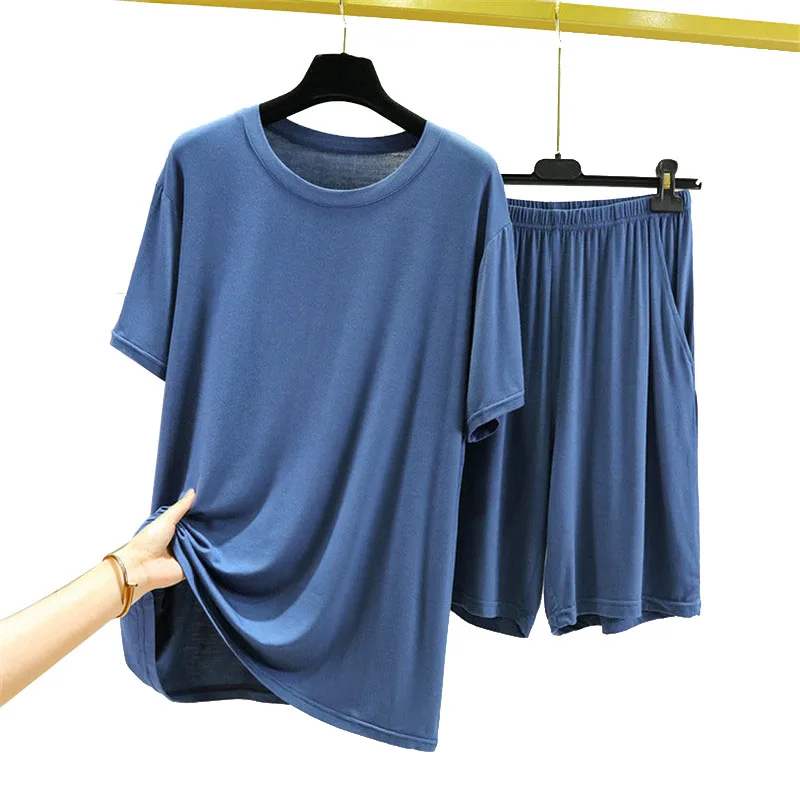 Комплект из 2 предметов 4XL 5XL 6XL размера плюс пижамы для Для мужчин летний лед шелк