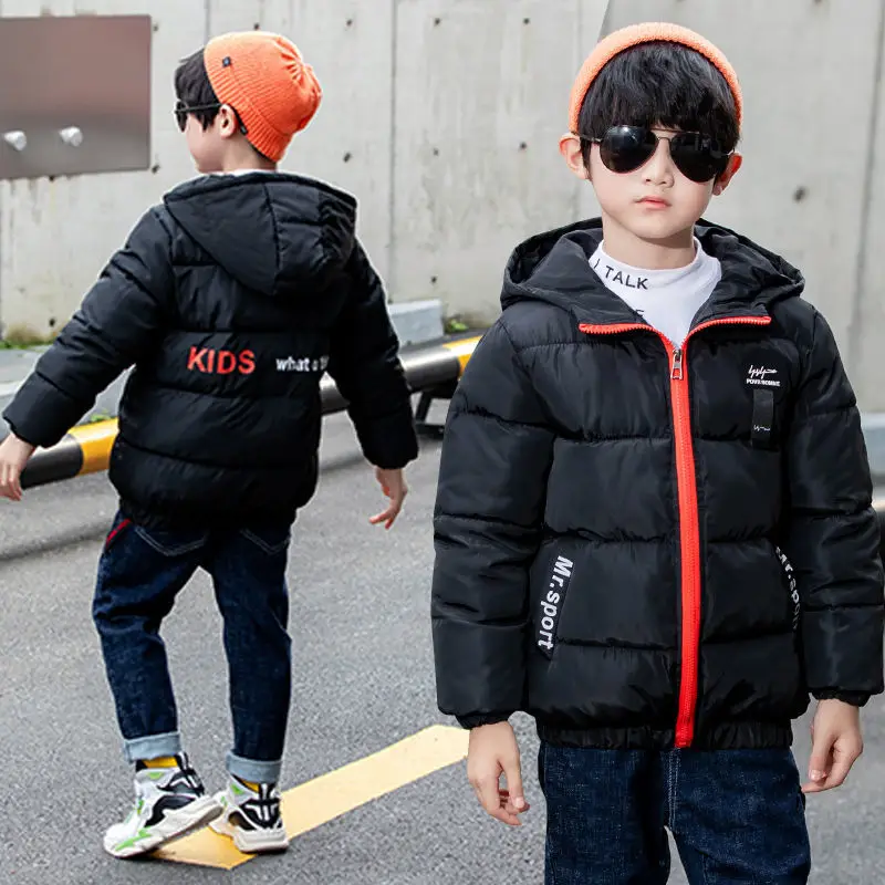 

Children's Winter Clothing 3-13 Years Old Boys Zipper Hooded Jackets Autumn and Winter Boy Warm Coats Simple All-match Clothes