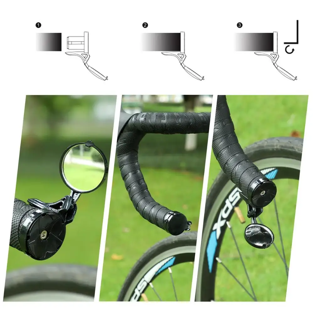 

WEST BIKING Bicycle Rearview Road Bike Handlebar Mirror 360 Degree Rotatable Bike Accessories Safe Cycling Handlebar Rear Mirror