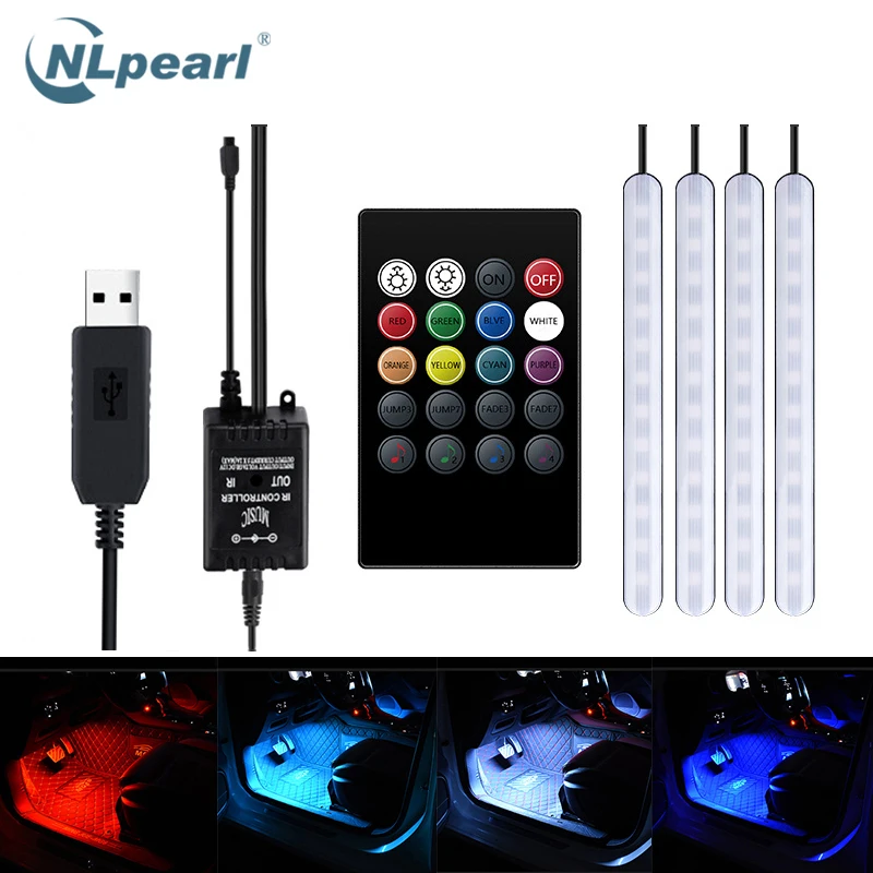 Светодиодный декоративный автомобильный светильник NLpearl ножной USB/сигарета