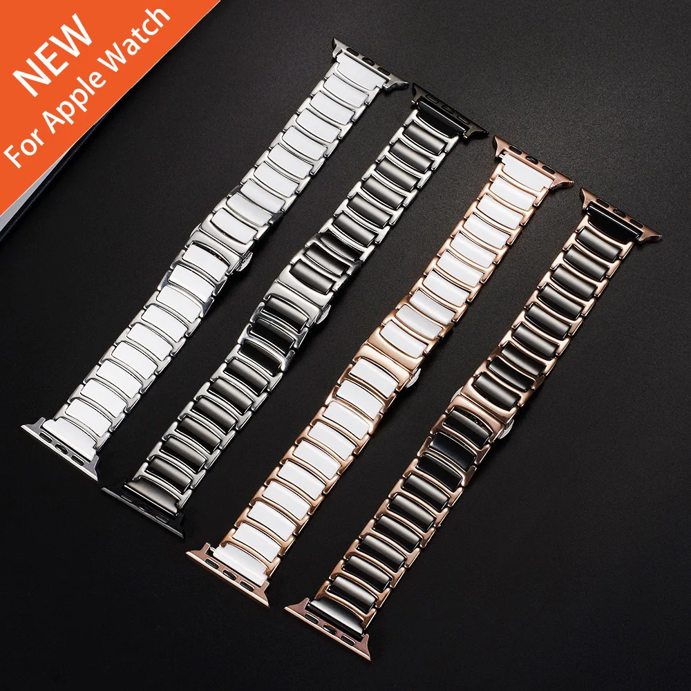 

For Apple watch series 6 Stainless steel Ceramic Strap band for iwatch 5 4 3 40mm 44mm 38mm 42mm Bracelet Watchbands