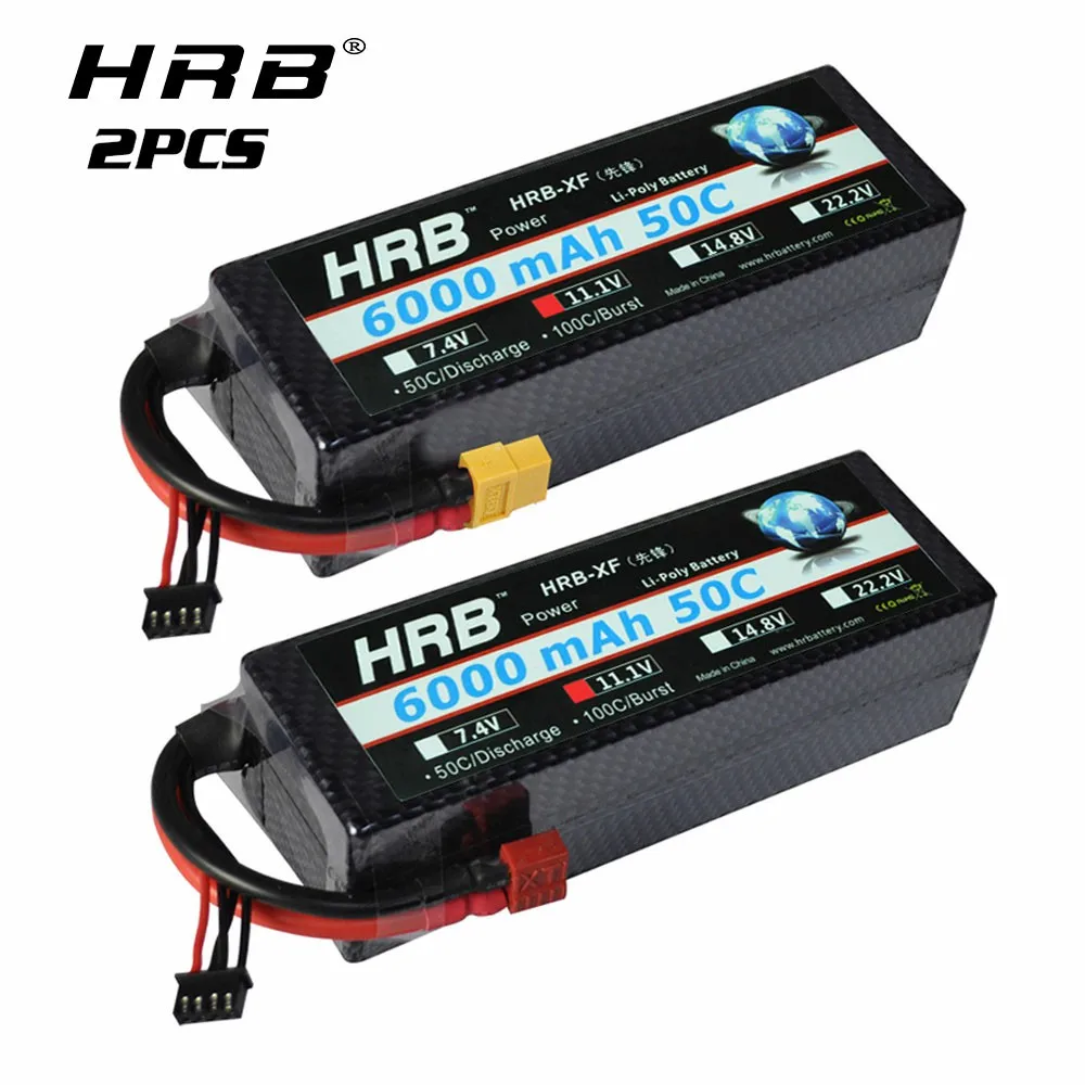 2 шт. HRB 3S Lipo аккумулятор 11 1 В 6000 мАч 50C жесткий чехол Deans для радиоуправляемых
