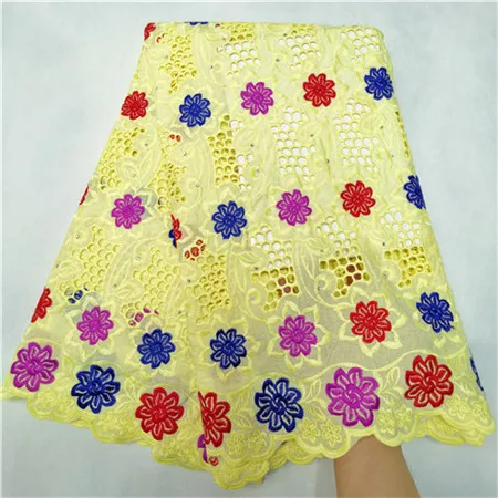yellow swiss voile lace in switzerland african lace fabric tissu broderie africain suisse pink french lace fabric for women5yard/lot - Color: yellow