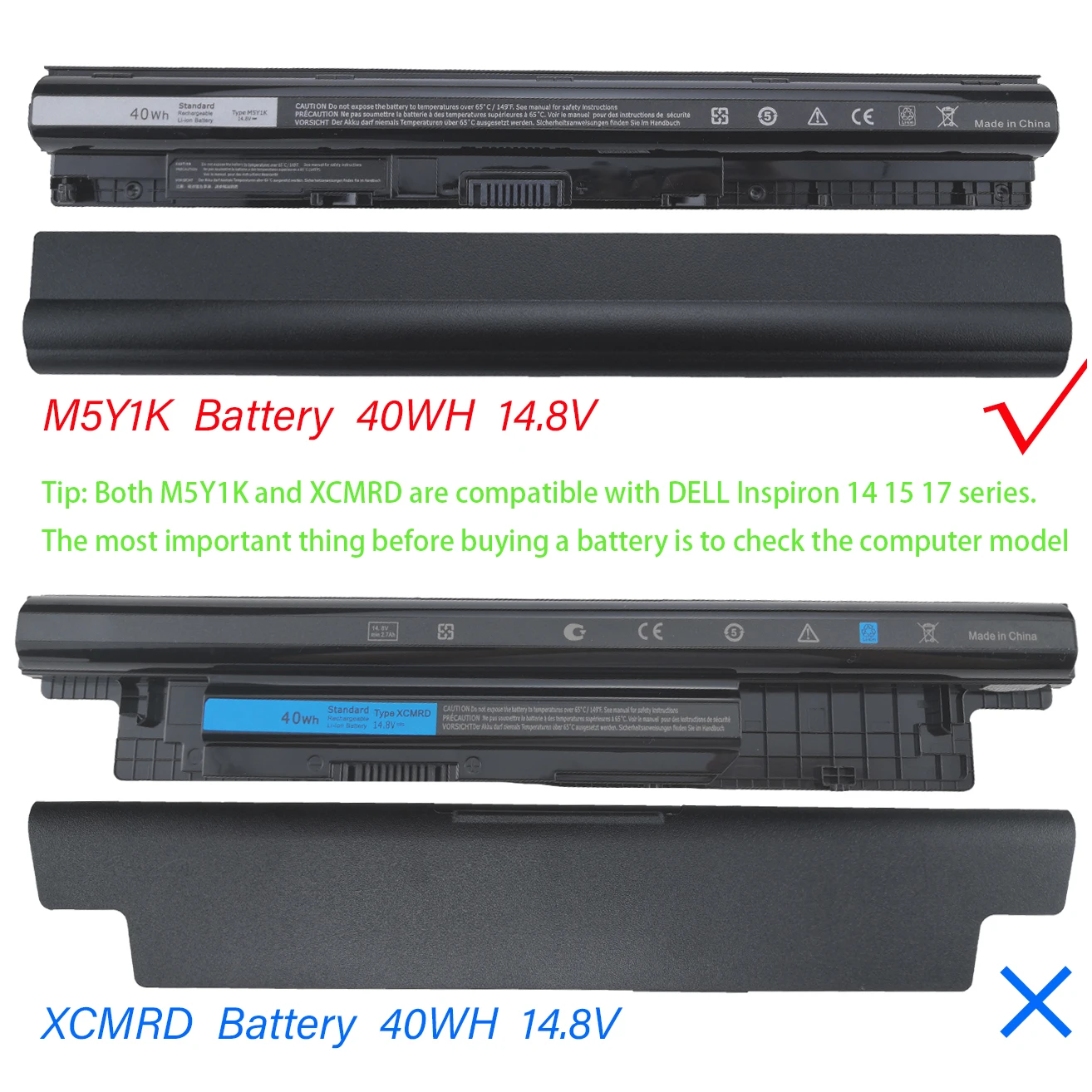 Аккумулятор M5Y1K 14 8 в 40 Втч для ноутбука DELL 5455 5458 5555 5558 5559 5755 5758 5759 3451 3452 3458 3459 3551 3552