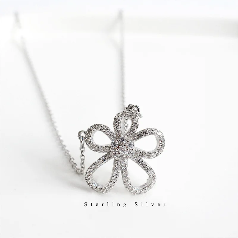 

Fine Necklace Flower Pave Zircon ,Brand New Thomas Style Glam Fashion Jewelry For Women 2021 Ts Gift In 925 Sterling Silver